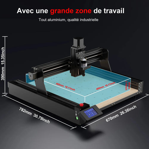 TwoTrees TTC450 Pro - fraiseuse CNC 460 x 460 mm, écran tactile, 4e axe : boîtier ports