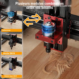 TwoTrees TTC450 Pro - fraiseuse CNC 460 x 460 mm, structure métal et fins de course XYZ : aluminium vue côté