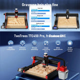 TwoTrees TTC450 Pro - fraiseuse CNC GRBL noire et rouge, précision 0,05 mm, vis T8 : doubles écrous