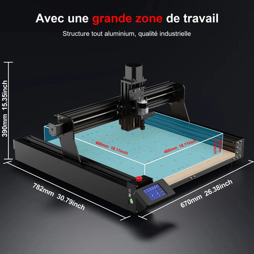 TwoTrees TTC450 Pro - Fraiseuse CNC tout métal, ports 4e axe, laser et broche 500 W : écran tactile grbl