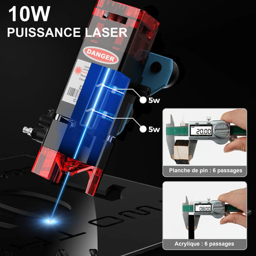 TwoTrees TTS-10 Pro - graveur laser 10 W, Wi-Fi, USB et application mobile : bois acrylique découpe