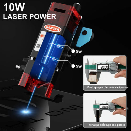 TwoTrees TTS-10 Pro - Graveur laser 300 x 300 mm : profilé aluminium