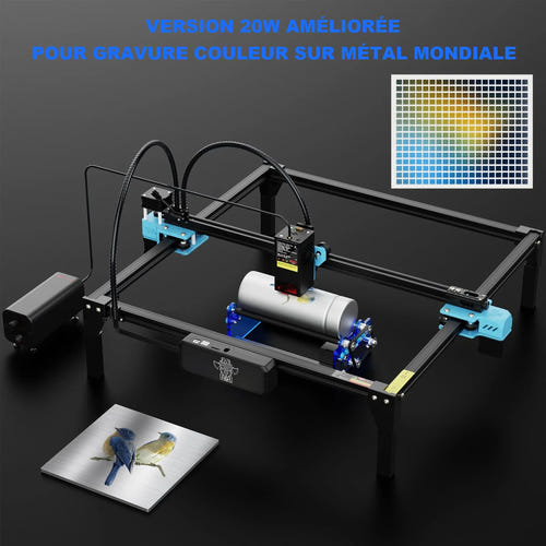 TwoTrees TTS-20 Pro - graveur laser, surface 418 x 418 mm, pilotage hors ligne : vitesse gravure