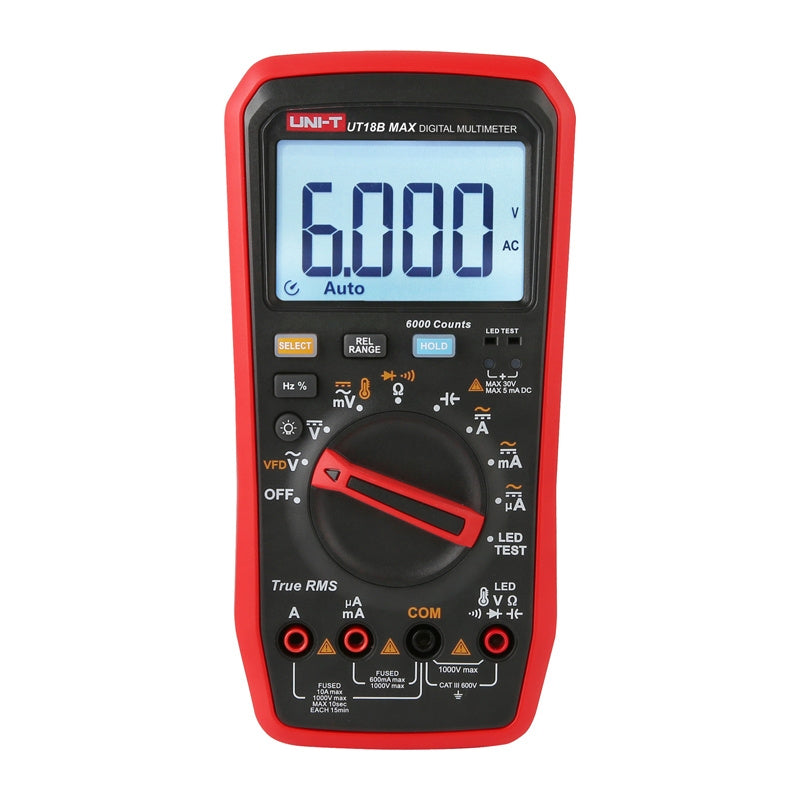 UNI-T UT18B MAX - Multimètre numérique True RMS avec test LED et température - visuel 1