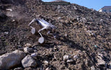 Unitree B2-W avec LiDAR - robot quadrupède à roues tout-terrain : pente rocheuse
