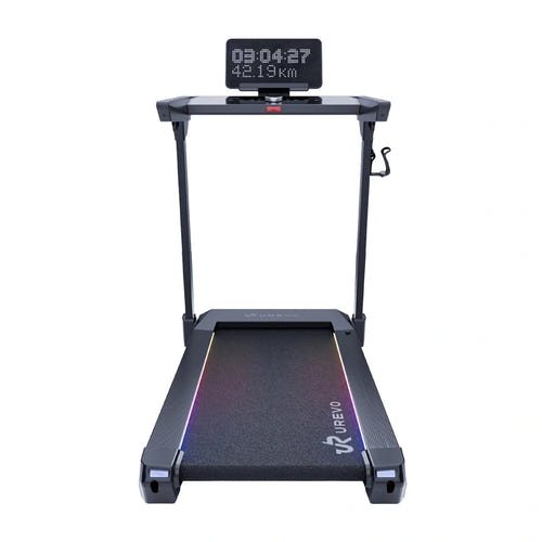 UREVO CyberMega - Tapis de course 20 km/h, moteur 4 ch, pente 12 %, noir : écran 13,8 pouces