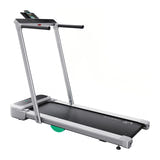 UREVO FoldiMix 5 Pro - Tapis de course pliable double moteur 3 ch, argent : position repliée 14 cm