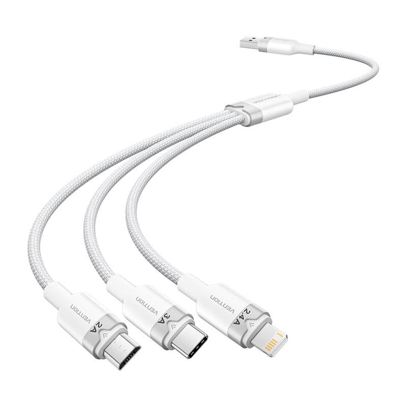 Vention CTPWG - câble de charge 3-en-1 3A, 1,5 m blanc - visuel 1
