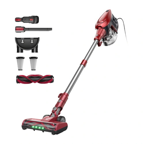 VEXILAR C9 Aspirateur balai filaire 70 kPa rouge - filtration HEPA 6 niveaux, brosse LED : accessoires