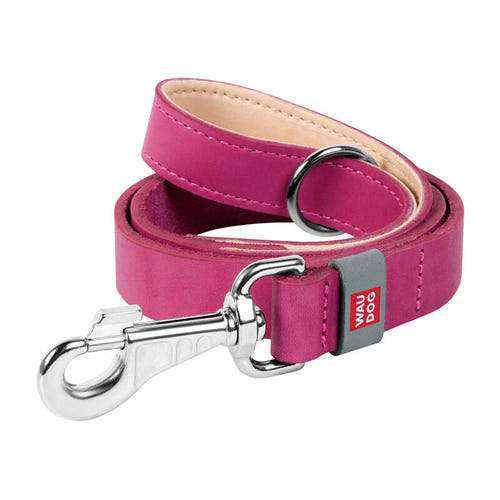 Waudog Classic - Laisse pour chien en cuir naturel rose, largeur 20 mm, longueur 122 cm