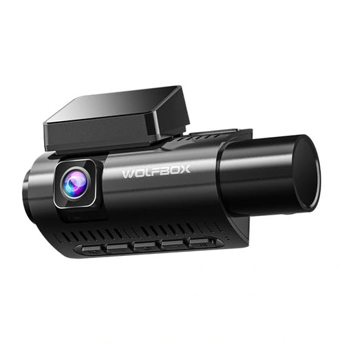 WOLFBOX i07 - Caméra embarquée 3 objectifs 2,5K avant, habitacle et arrière 1080p, Wi-Fi et GPS : support pare brise