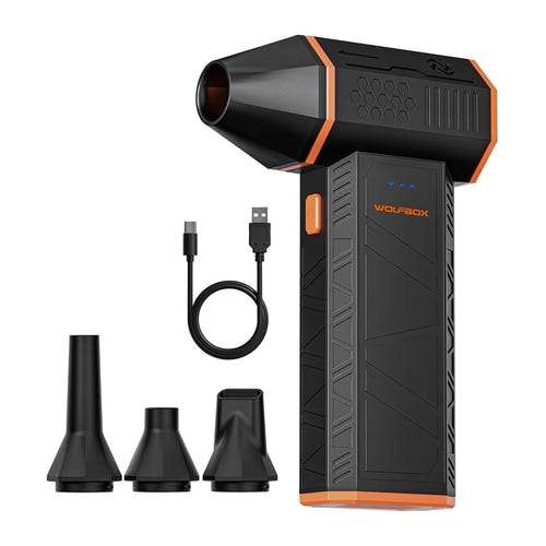 WOLFBOX MegaFlow 50 - Souffleur sans fil de poche 110 000 tr/min : embouts câble USB-C