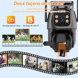 WONSDAR 4K PTZ - Caméra Wi-Fi double objectif à suivi automatique : installation plafond côté
