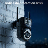 WONSDAR Caméra dôme double objectif - surveillance Wi-Fi à suivi automatique : extérieure étanche IP66