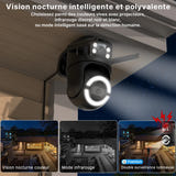 WONSDAR Caméra dôme double objectif - surveillance Wi-Fi à suivi automatique : motorisée rotation 355