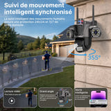 WONSDAR Caméra dôme PTZ triple objectif - Wi-Fi, suivi automatique et vision nocturne : audio bidirectionnel haut parleur