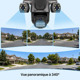 WONSDAR Caméra dôme PTZ triple objectif - Wi-Fi, suivi automatique et vision nocturne : rotation 355 degrés