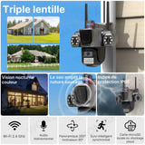 WONSDAR Caméra dôme Wi-Fi à trois objectifs - suivi automatique, IP66 : 3 objectifs suivi automatique
