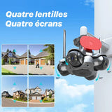WONSDAR Caméra IP Wi-Fi 4 objectifs et 4 écrans - vision nocturne couleur et IP66 : WiFi 4 objectifs wonsdar 2