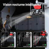 WONSDAR Caméra IP Wi-Fi 4 objectifs et 4 écrans - vision nocturne couleur et IP66 : WiFi 4 objectifs wonsdar 4