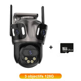 WONSDAR - Caméra IP Wi-Fi à trois objectifs et trois écrans, détection humaine, IP66, carte 128 Go : galerie 1