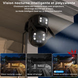 WONSDAR Caméra PTZ double objectif - suivi automatique, vision nocturne couleur, IP66 : pivotement 355