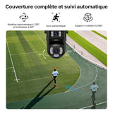 WONSDAR Caméra PTZ double objectif - suivi automatique, vision nocturne couleur, IP66 : WiFi RJ45