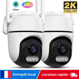 WONSDAR Caméra PTZ Wi-Fi 2,4 GHz intérieur/extérieur - lot de 2, prise incluse : WiFi wonsdar lot de 2 prise