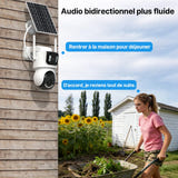 WONSDAR Caméra solaire 4G 4K double objectif - carte SIM fournie, 128 Go : application icsee
