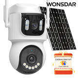 WONSDAR Caméra solaire 4G 4K double objectif - carte SIM fournie, 128 Go : vue ensemble