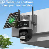 WONSDAR Caméra solaire 4G à double écran - suivi automatique, alertes en temps réel : audio bidirectionnel