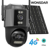 WONSDAR Caméra solaire 4G extérieure 4 MP, suivi automatique et carte SIM : surveillance 4 g extérieure vue de face