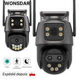 WONSDAR Caméra Wi-Fi PTZ extérieure 3 Mpx - vision nocturne couleur, alertes : 3 MP rotation