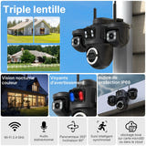WONSDAR ICsee - caméra de surveillance Wi-Fi triple objectif : WiFi ptz extérieur