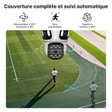 WONSDAR Triple Objectif - Caméra de surveillance Wi-Fi PTZ 8 MP, extérieure : support fixation