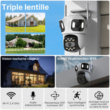 WONSDAR Triple Objectif - Caméra de surveillance Wi-Fi PTZ 8 MP, extérieure : trois objectifs détail