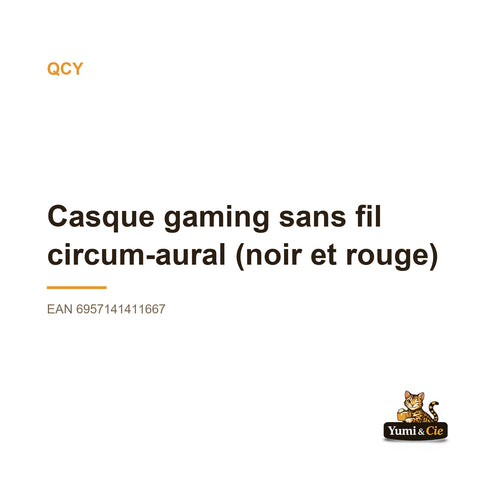 QCY - Casque gaming sans fil circum-aural (noir et rouge)