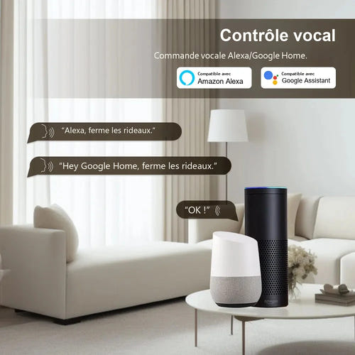 Zemismart Rideau motorisé Wi-Fi avec rail sur mesure 8,1 m : commande vocale Alexa Google